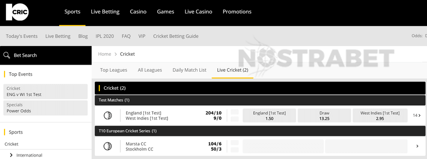 10cric betting odds cricket