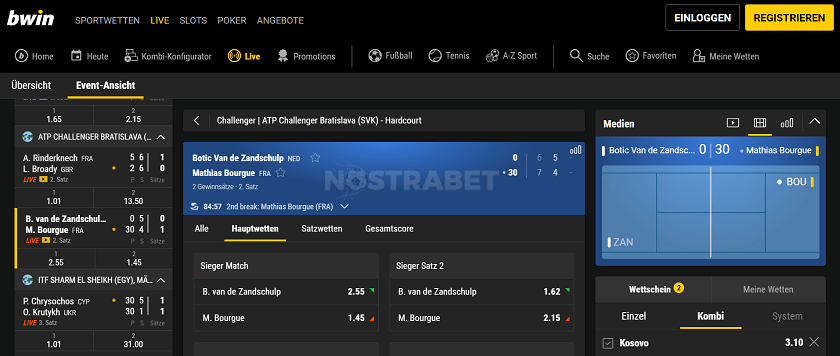 Live-Wetten bei Bwin