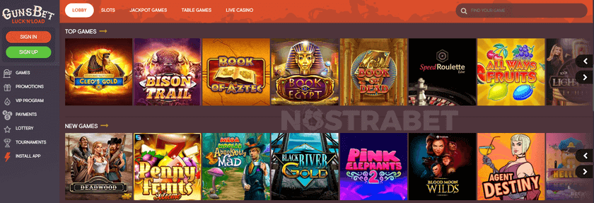 gunsbet casino homepage