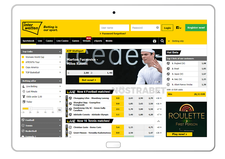 Mobile website of Interwetten
