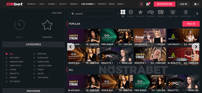 live casino games at doublebet