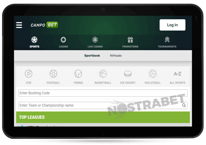 mobile website version of campobet