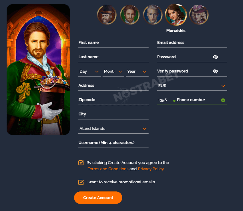 Montecryptos casino registration form