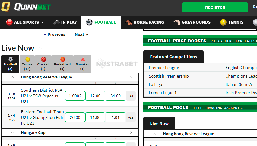 QuinnBet sports section