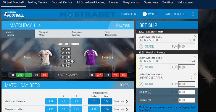 Sportingbet's Virtual Football Section