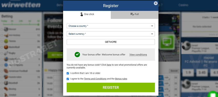 WirWetten registration form